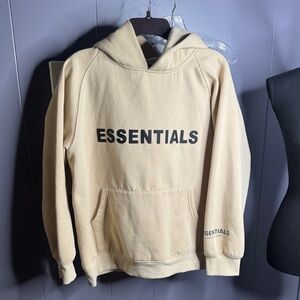 Essentials Tan Hoodie with Black Logo